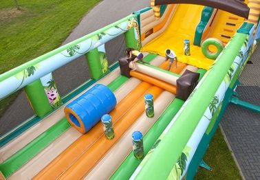 Safety Jungle World Commercial Inflatable Slide With Obstacle Course