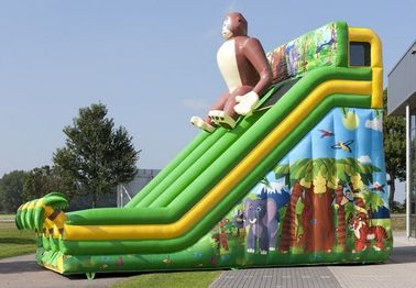 Large Gorilla Commercial Inflatable Slide Green Inflatable Dry Slide For Amusement