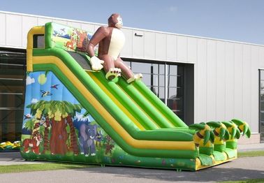 Large Gorilla Commercial Inflatable Slide Green Inflatable Dry Slide For Amusement
