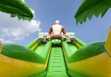 Large Gorilla Commercial Inflatable Slide Green Inflatable Dry Slide For Amusement