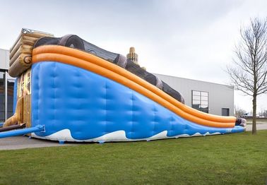 Mega Glijbaan Amazing Giant Inflatable Water Slide , Inflatable Pirate Ship Double Slide