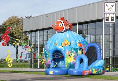 Seaworld Fish Moonwalk Inflatable Bouncer With Slide , 8 People Capacity
