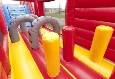 Funny Fire Truck Bounce House Obstacle Course With Climbing Wall