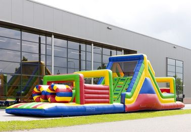 17.5m Kids Multi Color Obstacle Course Bouncy Castles Run For Fun