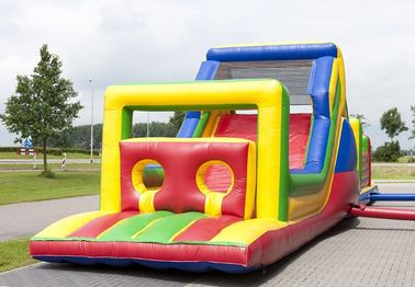 17.5m Kids Multi Color Obstacle Course Bouncy Castles Run For Fun