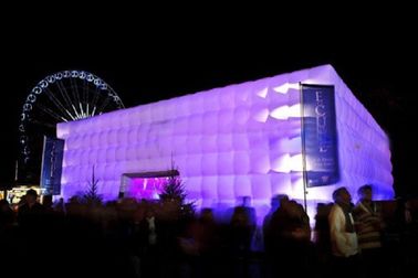Giant Purple Lighting Inflatable Cube Tent Printed For Exhibition