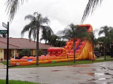 30 Feet Tall Orange Inflatable Adult Water Slide Cool Water Park Slide