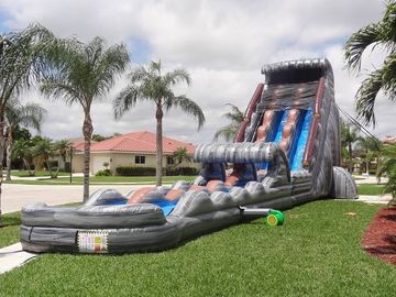Amusement Park 30 FT 2 Lane Inflatable Water Slides Custom PVC Waterproof