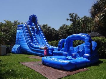 Commercial Grade 32ft Tall Cyclone Bouncy Water Slides Two Sliding Lanes