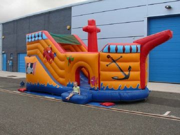 Waterproof Blow Up Pirate Ship Bouncy Castle Ahoy Matey Jumping Castle With Slide