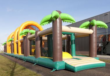 35m Jungle Obstacle Course Theme Inflatable Floating Obstacle Course With Flame Retardant