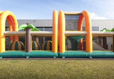 35m Jungle Obstacle Course Theme Inflatable Floating Obstacle Course With Flame Retardant