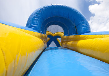 Double Lane Valcano Jungle Large Inflatable Slides With Climb