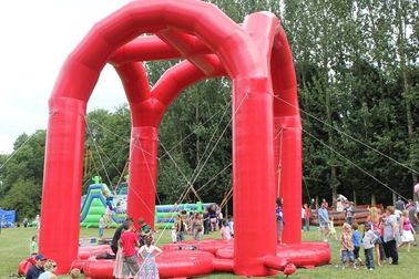 Safe 4 Person Adult Inflatable Games Red Inflatable Bungee Jumping