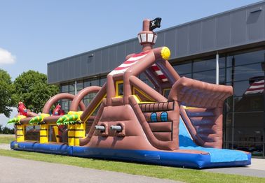 Customized Pirate Ship Obstacle Course Bounce House Long Tunnel Obstacle Course
