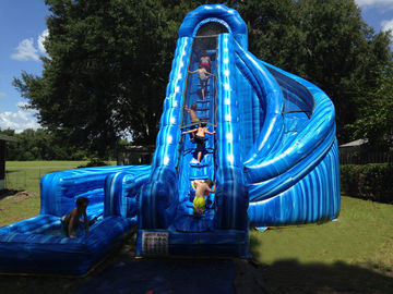 Giant Inflatable Corkscrew Water Slide / Double Inflatable Slip And Slide With Pool