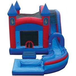 Popular Blue Kids Party Bouncer Slide Combo With Pool And Landing