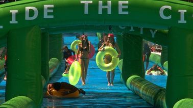 Green Giant Inflatable Water Slide , Crazy Fun 1000 Ft Inflatable Giant Slide