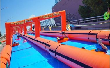 Orange 1000 Ft Giant Inflatable Water Slide With Double - Tripple Stitch