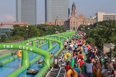 3 Lane Green Backyard Inflatable Water Slides Fire Resistant SCT