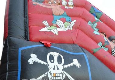 Red / Black Pirate Inflatable Pirate Ship Slide For Party 30ft