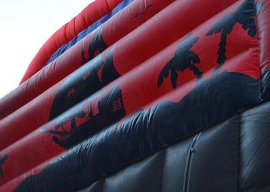 Red / Black Pirate Inflatable Pirate Ship Slide For Party 30ft