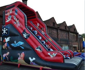 Red / Black Pirate Inflatable Pirate Ship Slide For Party 30ft