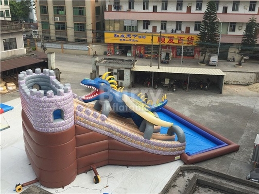 Industrial Dragon Inflatable Water Slide 15X11X8M 0.9mm Pvc Tarpaulin Material