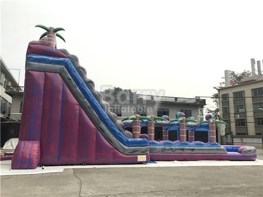 Purple Tropical Jungle Inflatable Water Slides Commercial Grade