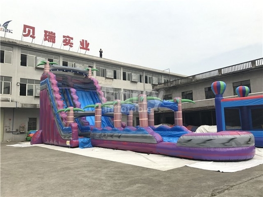 Purple Tropical Jungle Inflatable Water Slides Commercial Grade