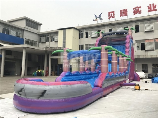 Purple Tropical Jungle Inflatable Water Slides Commercial Grade