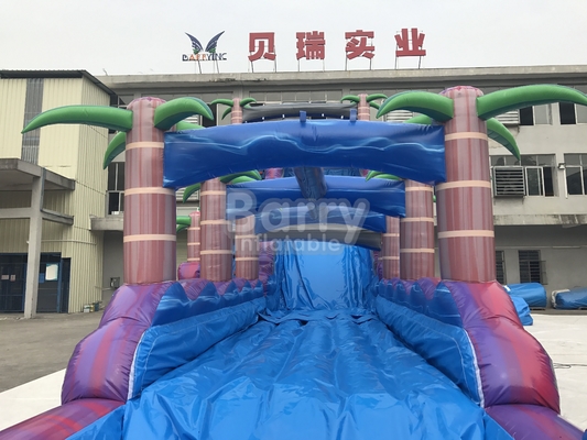Purple Tropical Jungle Inflatable Water Slides Commercial Grade