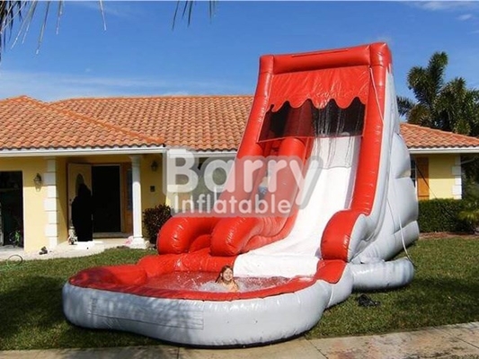 Red And White Big Kid Blow Up Inflatable Water Slides Flame Retardant