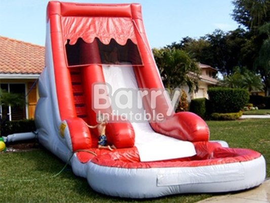 Red And White Big Kid Blow Up Inflatable Water Slides Flame Retardant