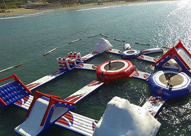 Popular Floating Inflatable Island , Aquatic Inflatable Water Park Equipment For Adult
