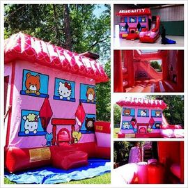 Pink Hello Kitty Inflatable Bouncer , Blow Up Kids Bouncy Castle For Backyard Fun