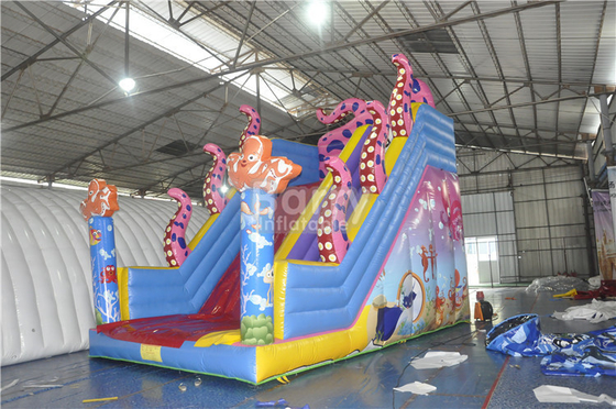 Kids Octopus PVC 0.55mm Inflatable Water Slides Double Lanes