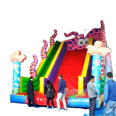 Kids Octopus PVC 0.55mm Inflatable Water Slides Double Lanes