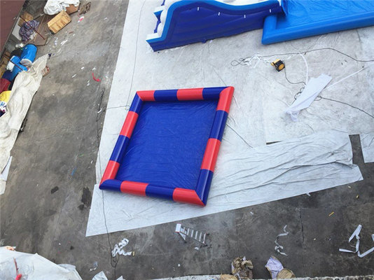 Deep Blue And Red Tarpaulin Inflatable Water Pool 6x6m For Family