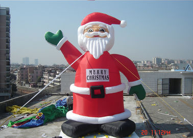 Customzied 6M Inflatable Ssanta Claus , PVC Santa Claus Air Balloon For Advertising