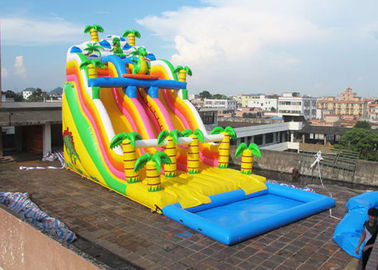Jungle Inflatable Water Slide With Pool , Commercial Inflatable Water Slide For Playground