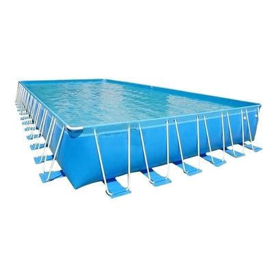 EN71 Portable Water Pool 0.9mm PVC Inflatable Rectangular Metal Frame Swimming Pool