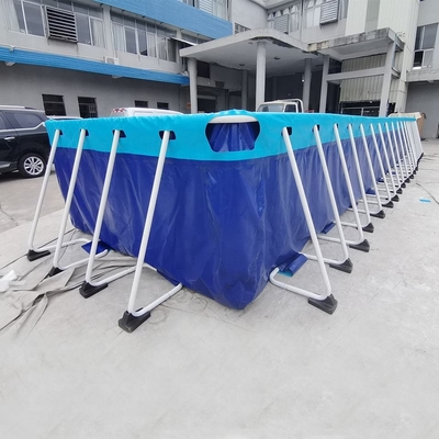 EN71 Portable Water Pool 0.9mm PVC Inflatable Rectangular Metal Frame Swimming Pool