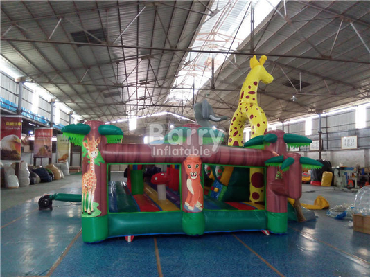 0.55mm PVC Inflatable Amusement Park Bouncer Slide Playground Jungle Animal Theme