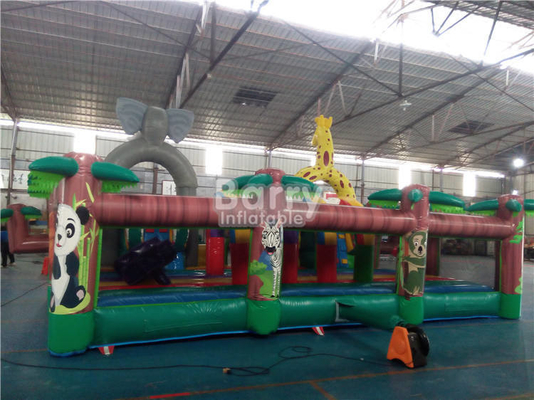 0.55mm PVC Inflatable Amusement Park Bouncer Slide Playground Jungle Animal Theme