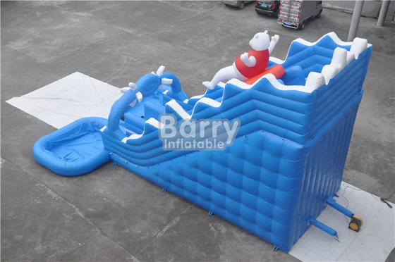 0.55mm PVC Commercial Inflatable Water Slides With Big Pool Rental