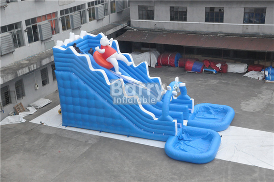 0.55mm PVC Commercial Inflatable Water Slides With Big Pool Rental