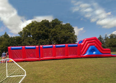 Outdoor Games 0.55mm PVC Red Giant Assault Courses Inflatable Bouncy Obstacle Course