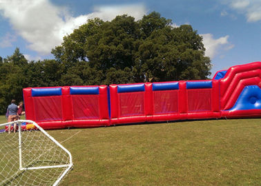 Outdoor Games 0.55mm PVC Red Giant Assault Courses Inflatable Bouncy Obstacle Course