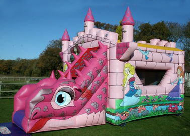 Logo Printing Pink Fairytale Bounce And Slide Inflatable Combo Castle For Children